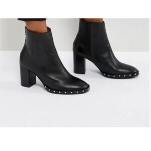 All Saints Women's Black Inez‎ Ankle Chunky Block Heel Booties Size 40/US 9 NWOB